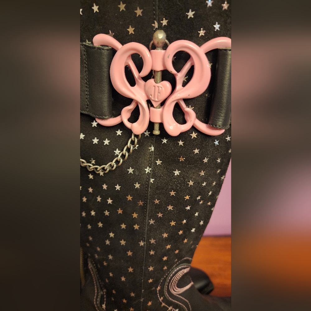 John Fluevog Autry Kay Tall Western Boots in Black Stars - Picture 2 of 13